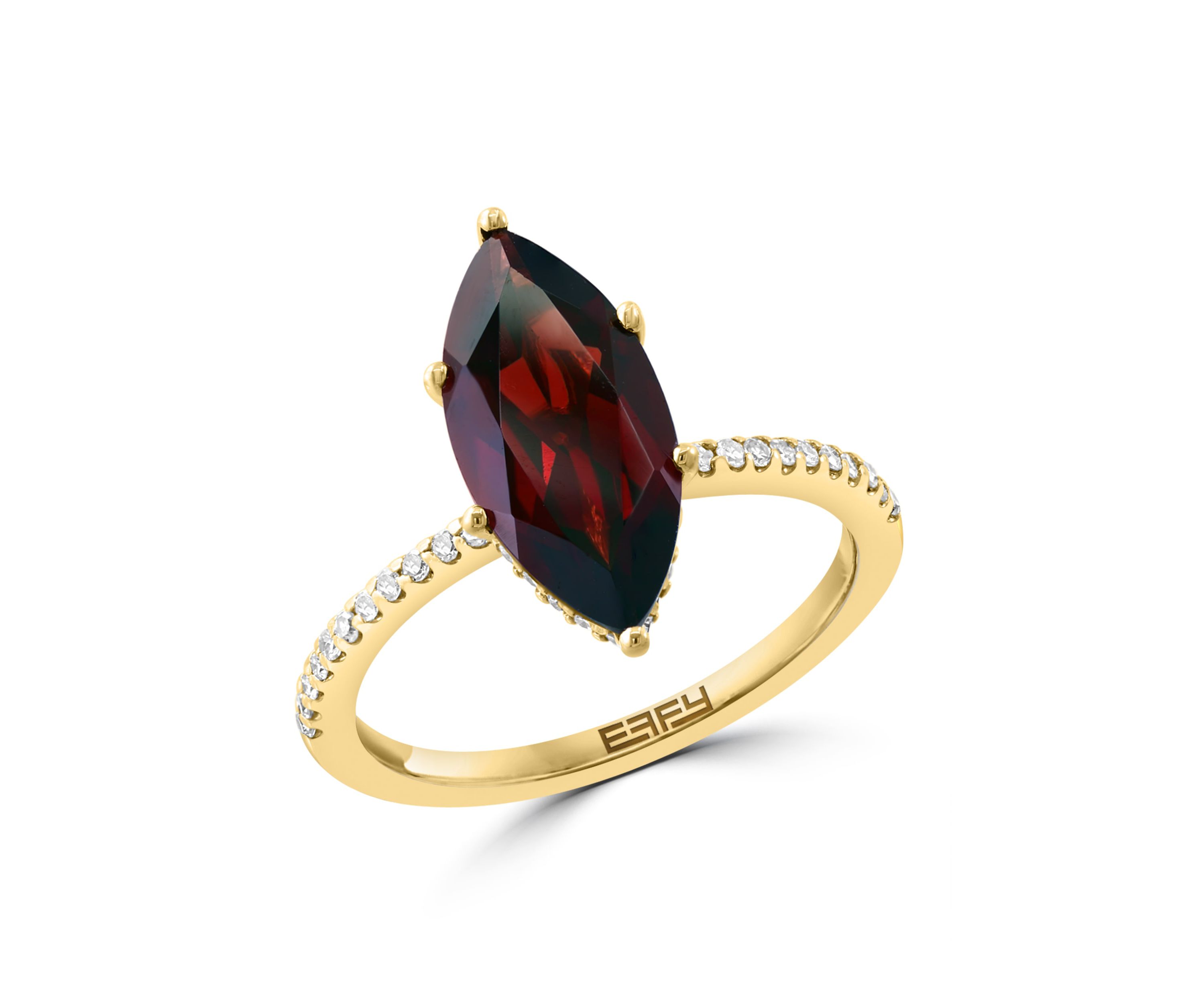 Diamond and Garnet Ring in 14K Yellow Gold