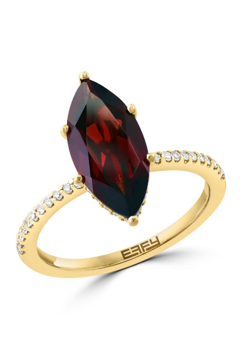 Diamond and Garnet Ring in 14K Yellow Gold