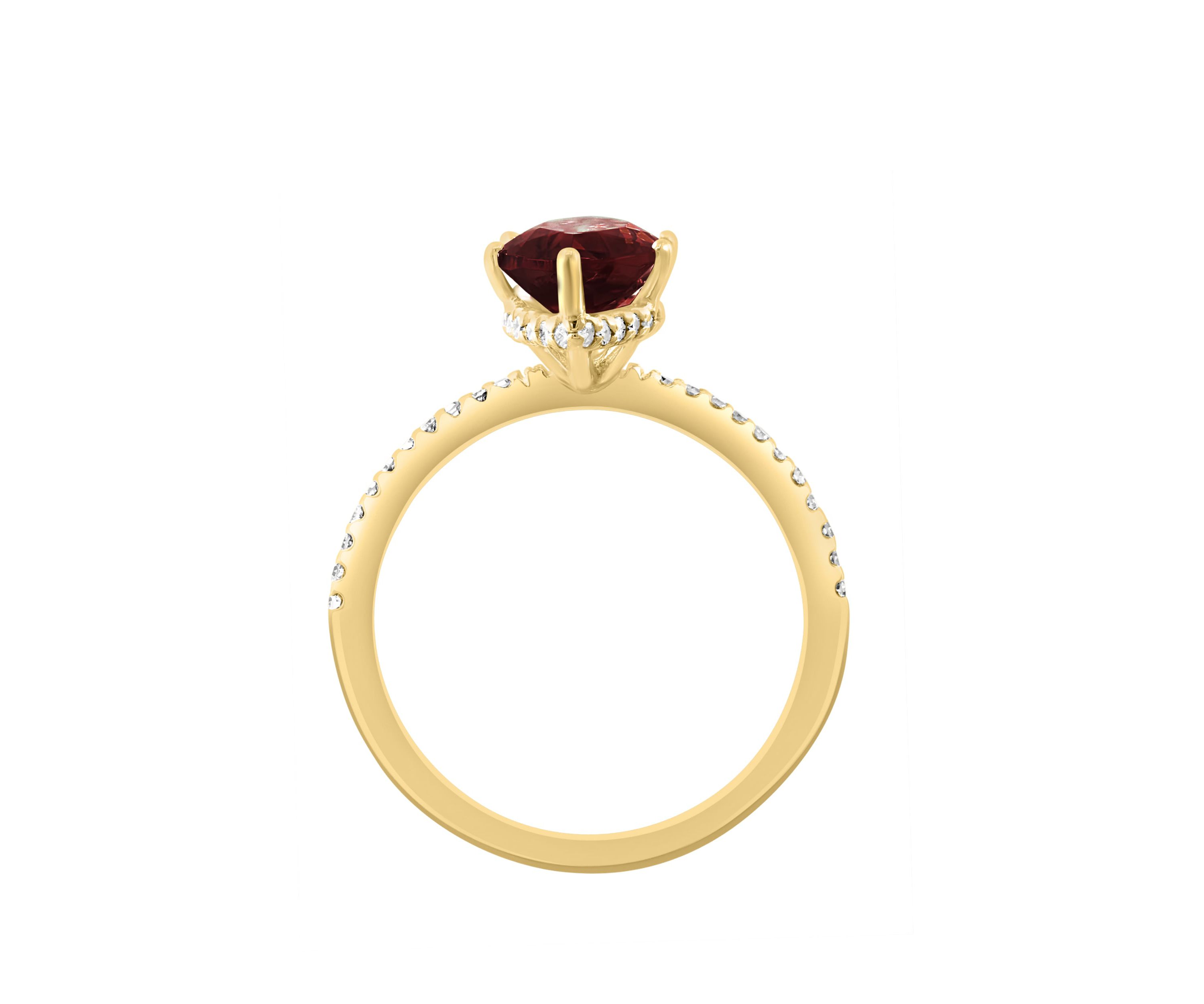 Diamond and Garnet Ring in 14K Yellow Gold