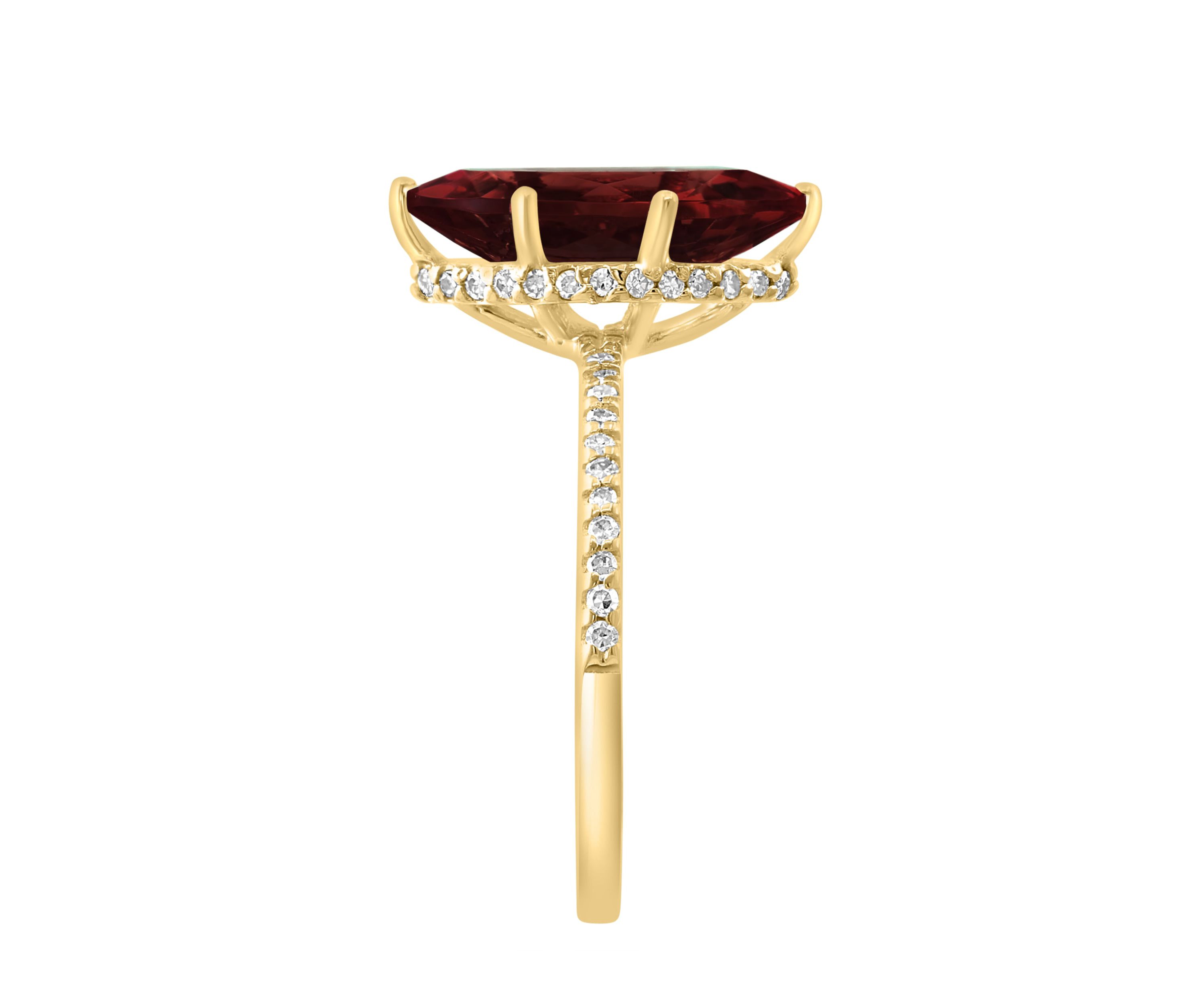 Diamond and Garnet Ring in 14K Yellow Gold