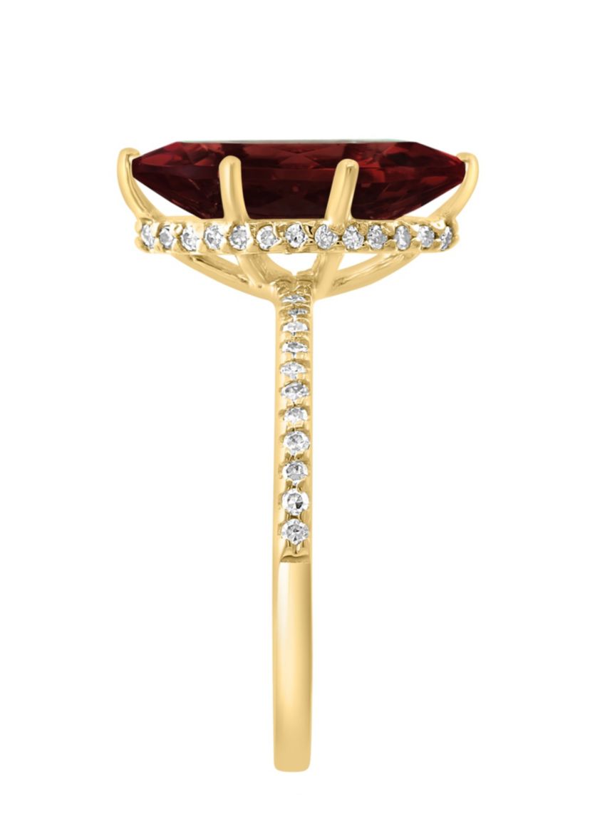 Diamond and Garnet Ring in 14K Yellow Gold