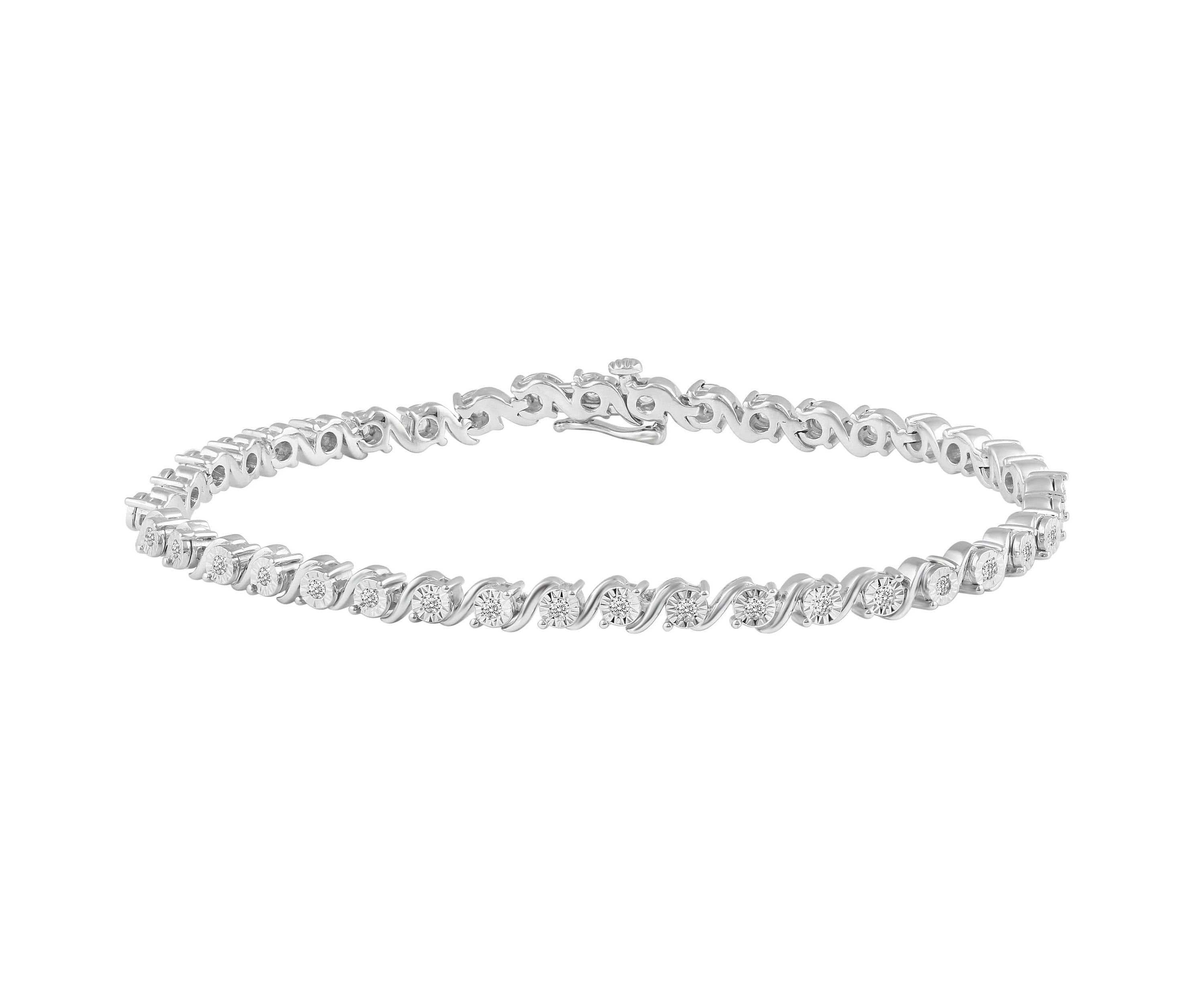 1/3Ctw Diamond Tennis Bracelet in 925 Sterling Silver Standard Length 7 Inches