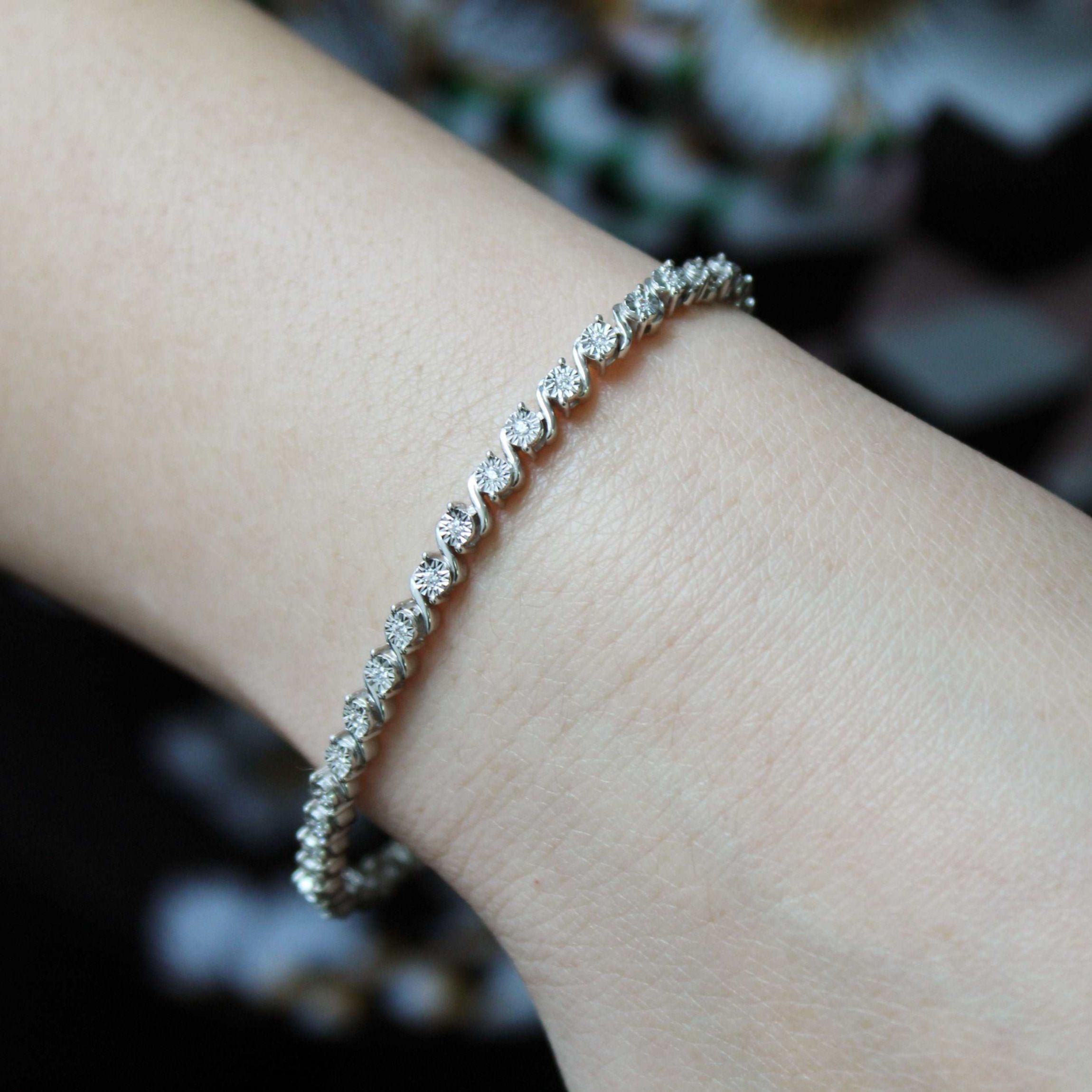1/3Ctw Diamond Tennis Bracelet in 925 Sterling Silver Standard Length 7 Inches