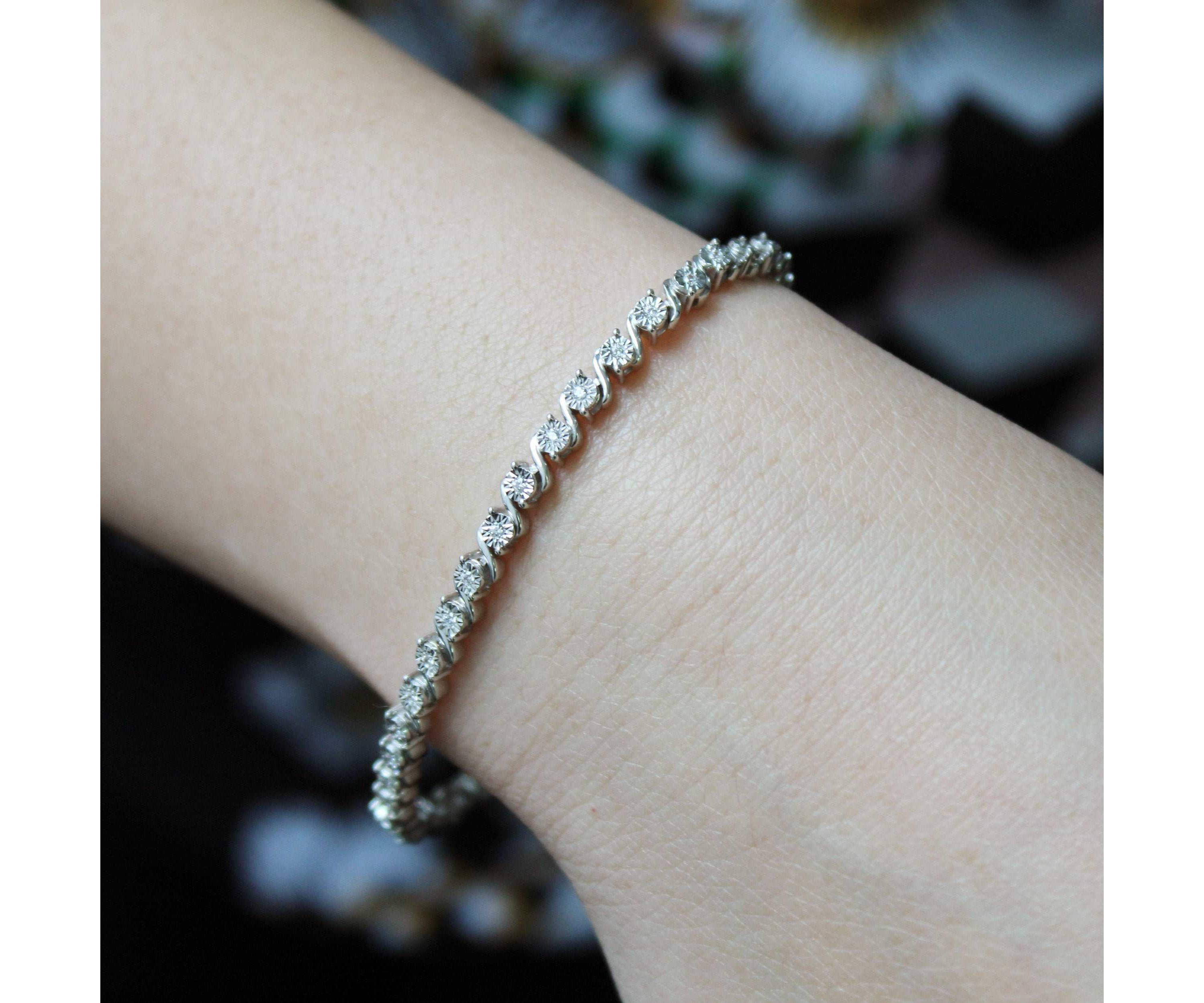 1/3Ctw Diamond Tennis Bracelet in 925 Sterling Silver Standard Length 7 Inches