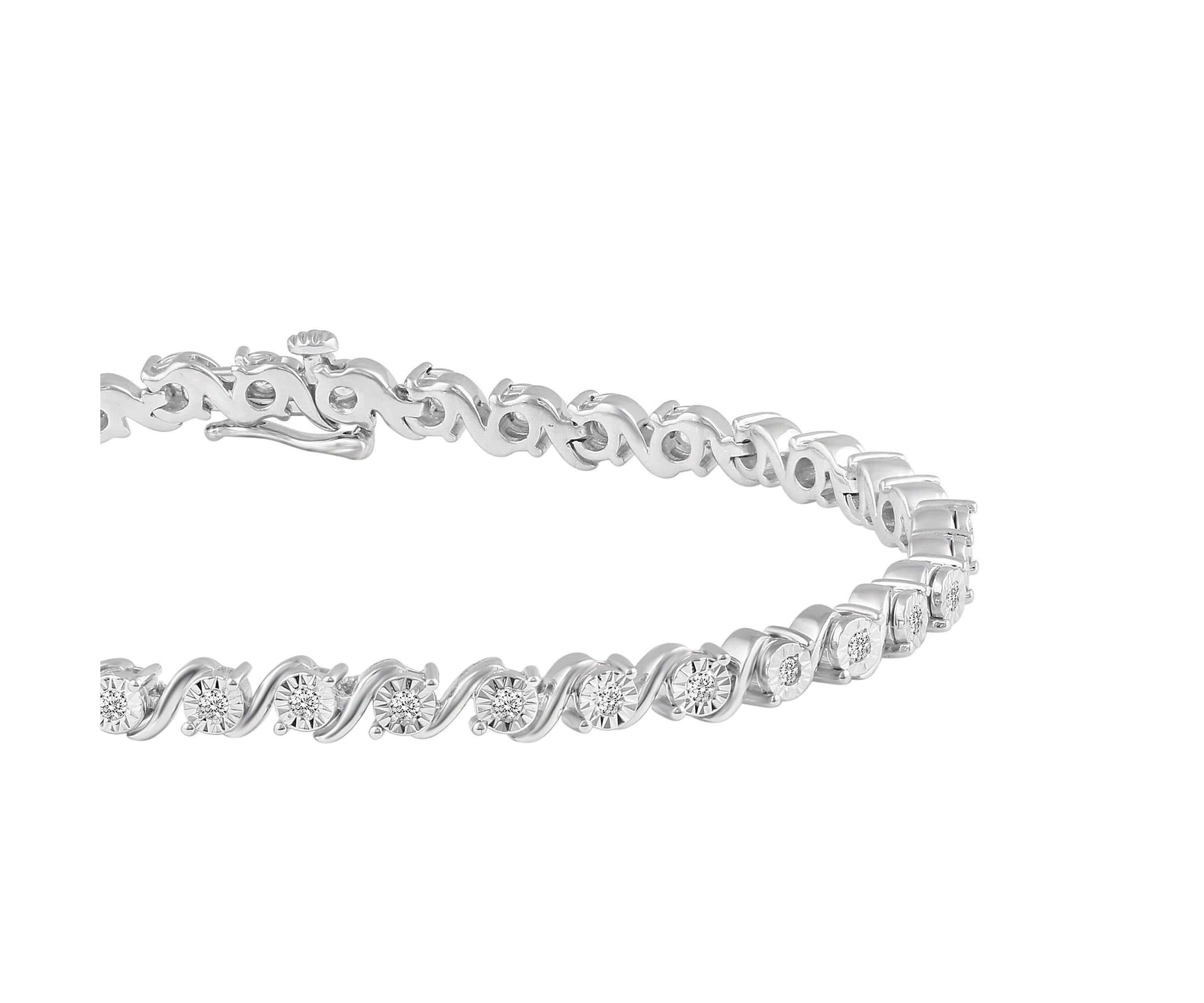 1/3Ctw Diamond Tennis Bracelet in 925 Sterling Silver Standard Length 7 Inches