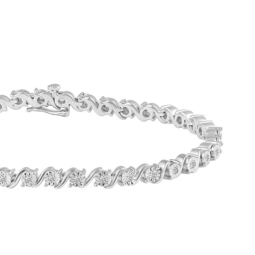 1/3Ctw Diamond Tennis Bracelet in 925 Sterling Silver Standard Length 7 Inches