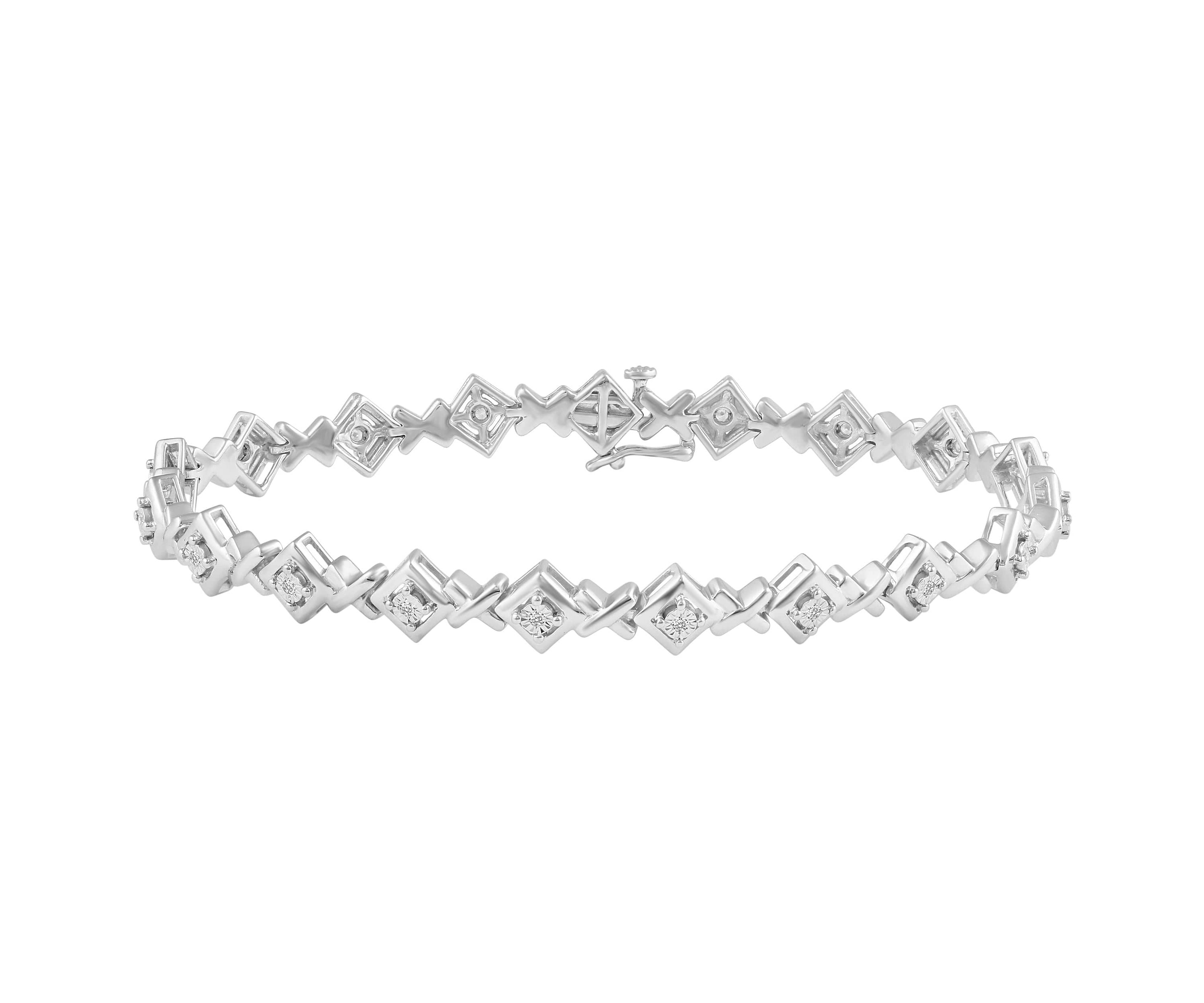 1/6Ctw Diamond Tennis Bracelet in 925 Sterling Silver Standard Length 7 Inches