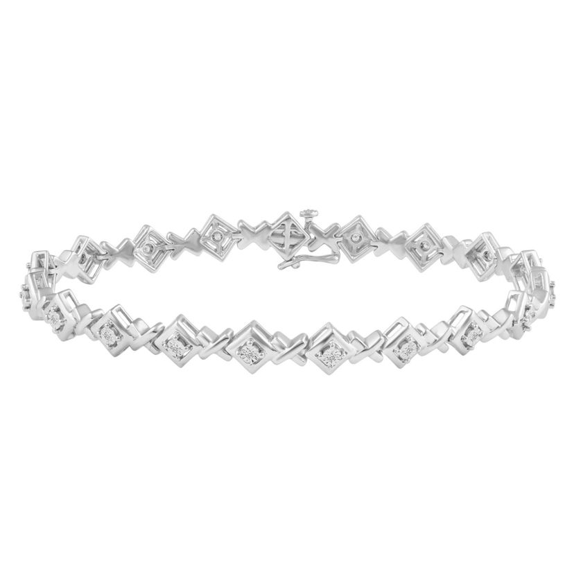 1/6Ctw Diamond Tennis Bracelet in 925 Sterling Silver Standard Length 7 Inches