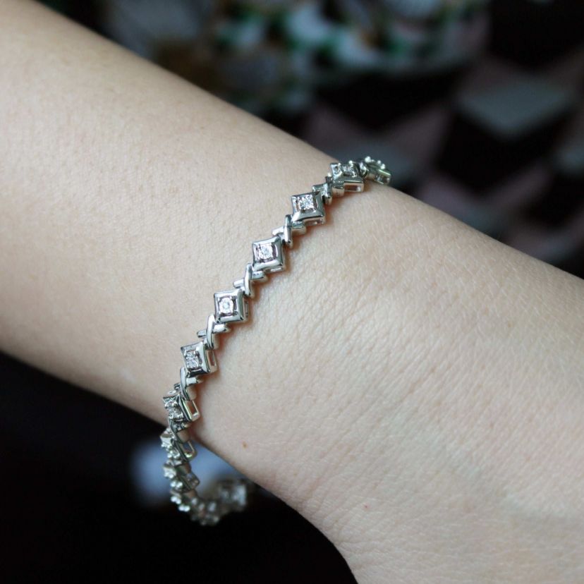 1/6Ctw Diamond Tennis Bracelet in 925 Sterling Silver Standard Length 7 Inches