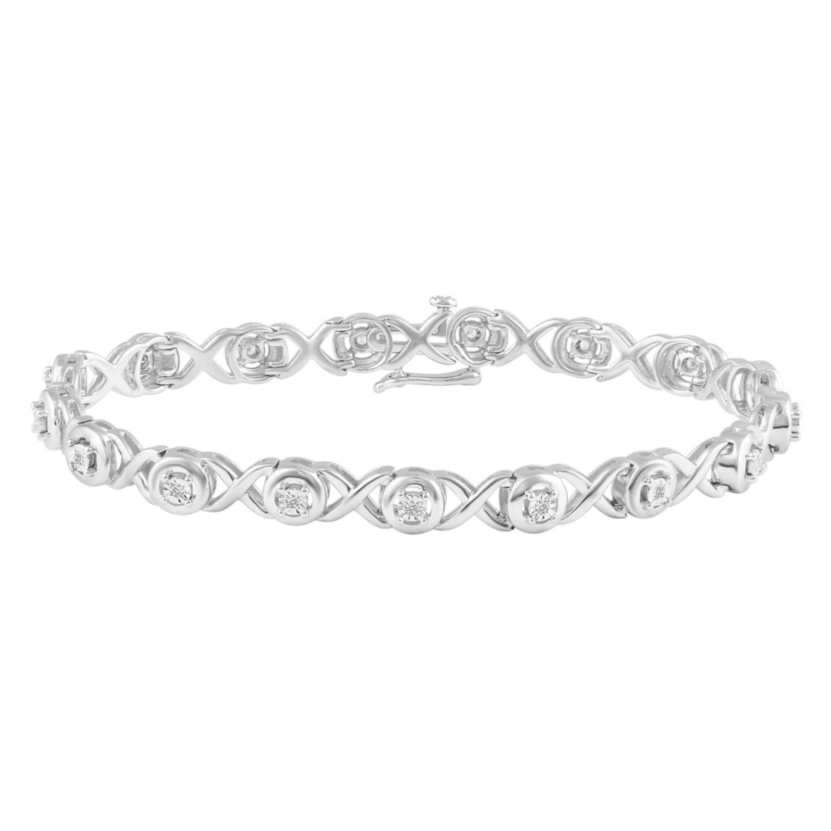 1/6Ctw Diamond XO Tennis Bracelet in 925 Sterling Silver Standard Length 7 Inches