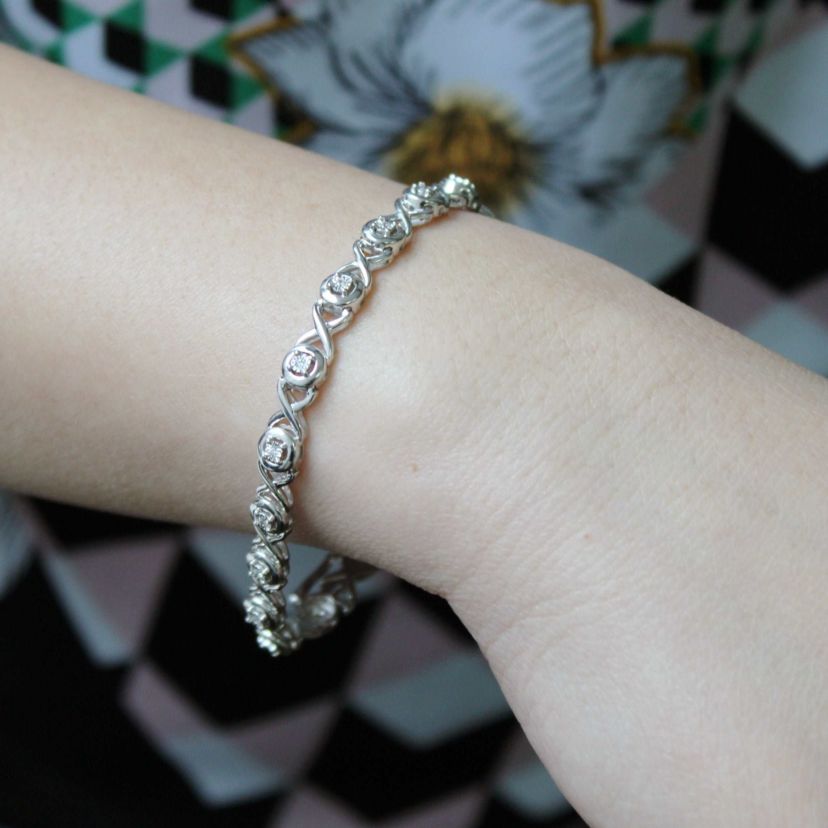 1/6Ctw Diamond XO Tennis Bracelet in 925 Sterling Silver Standard Length 7 Inches