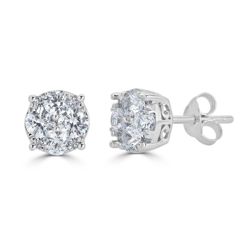 1/2Ctw Round Diamond Women Stud Earrings Set in 925 Sterling Silver