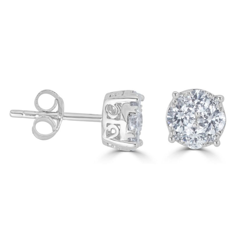 1/2Ctw Round Diamond Women Stud Earrings Set in 925 Sterling Silver