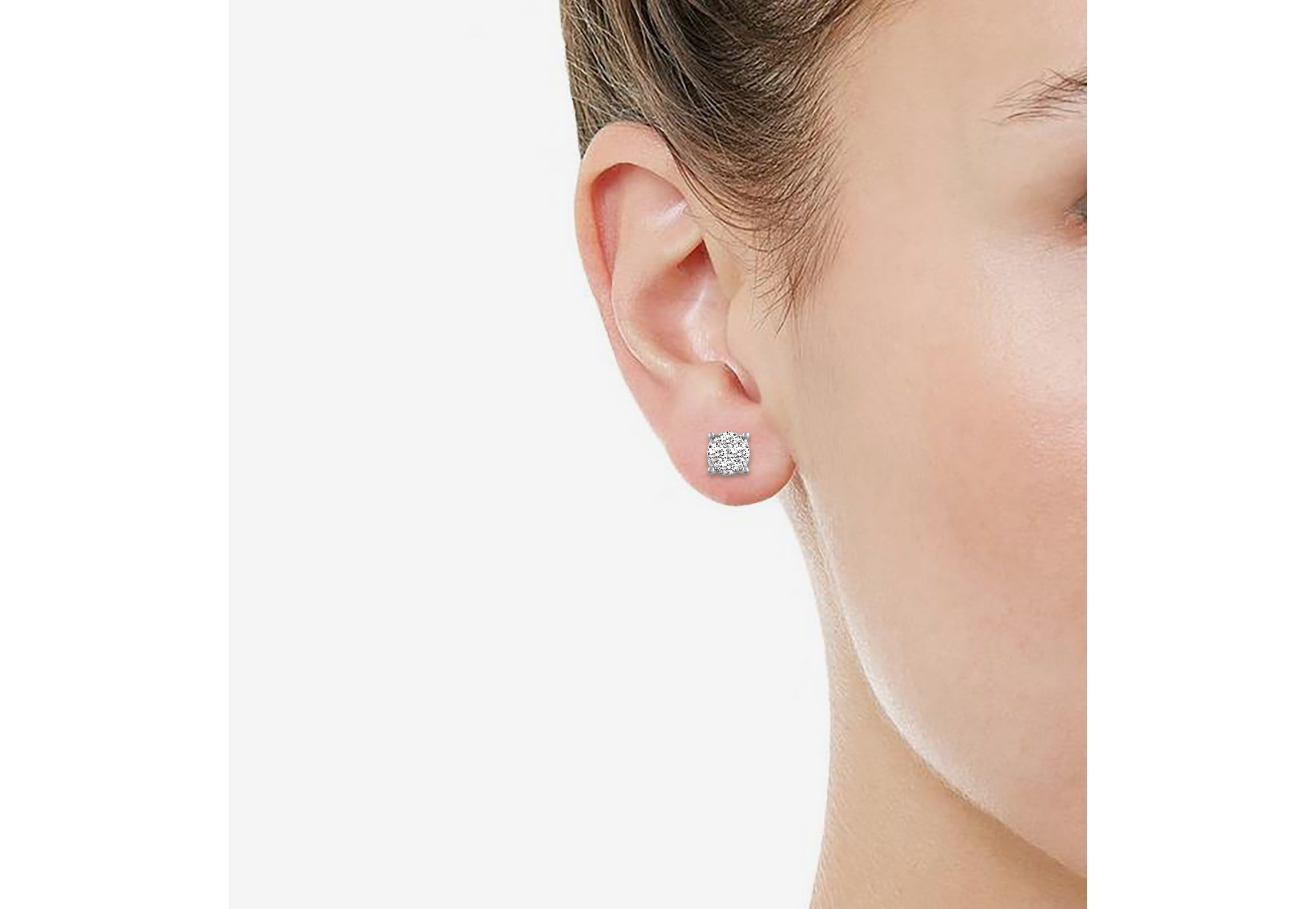 3/4Ctw Round Diamond Women Stud Earrings Set in 925 Sterling Silver