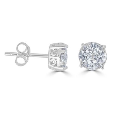 3/4Ctw Round Diamond Women Stud Earrings Set in 925 Sterling Silver