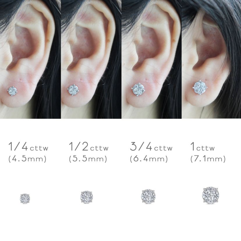 1 Ctw Round Diamond Women Stud Earrings Set in 925 Sterling Silver