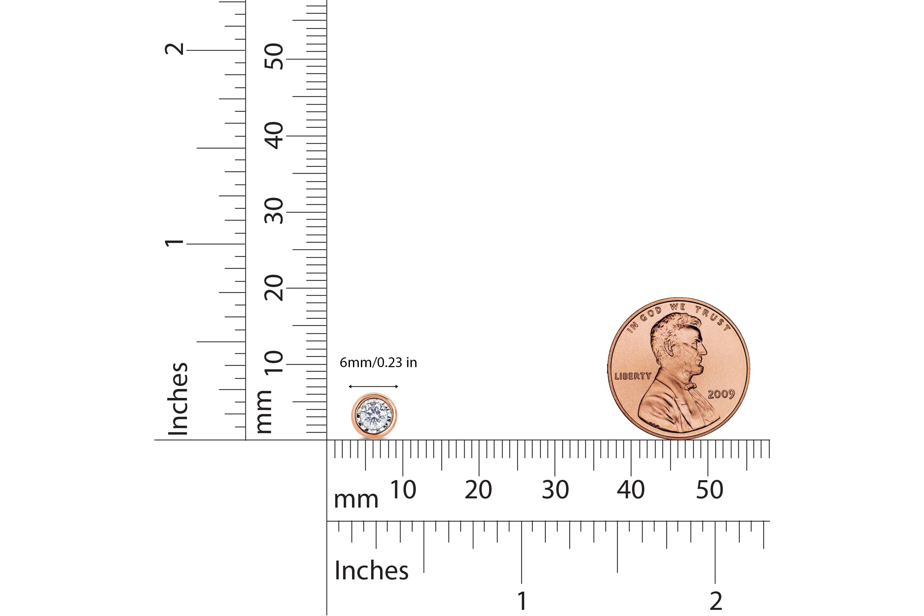 1/4CTW Bezel Diamond Stud Earring set in 14K Rose Gold