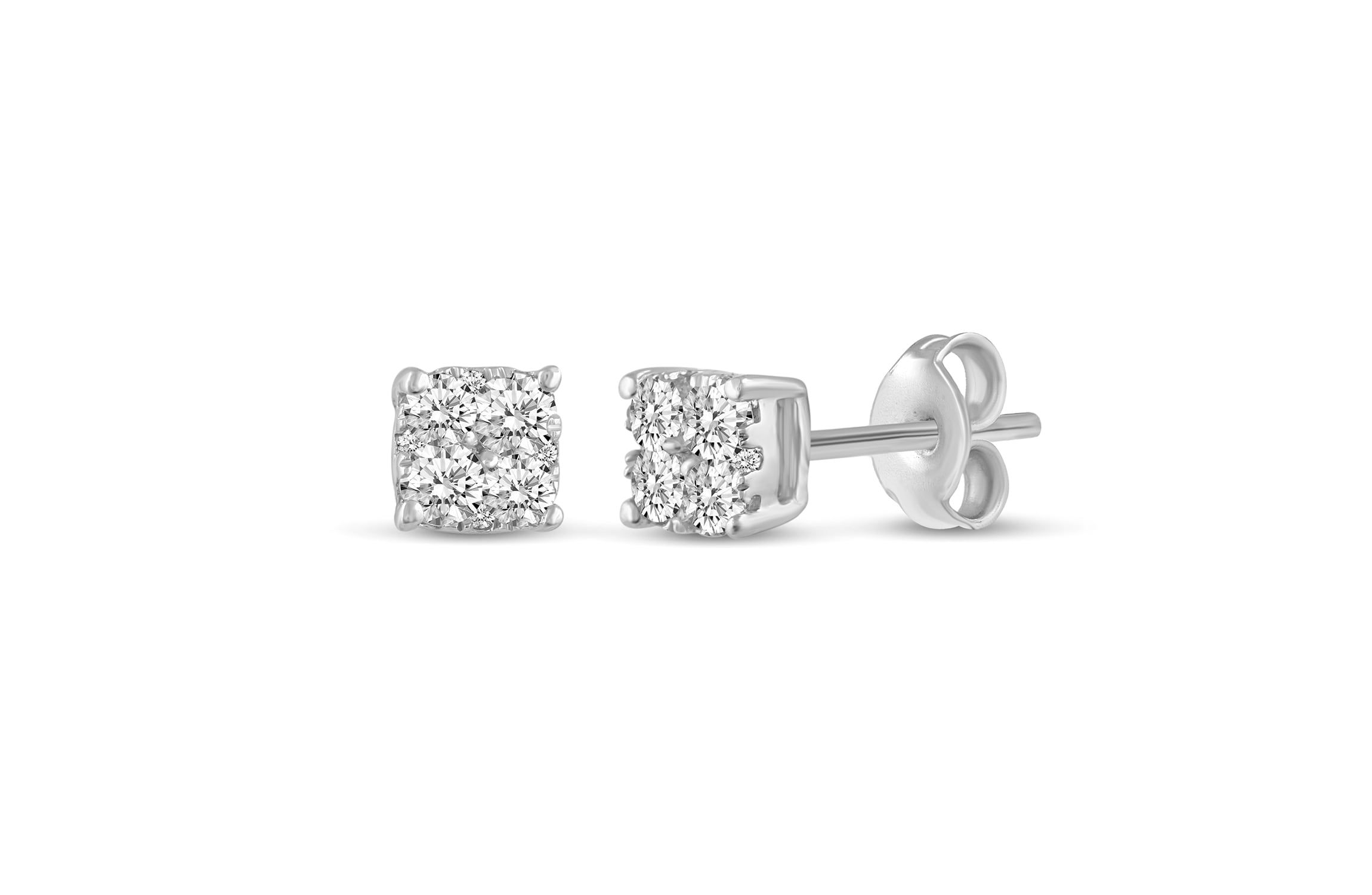 3/4Ctw Cushion Diamond Women Stud Earrings Set in 925 Sterling Silver