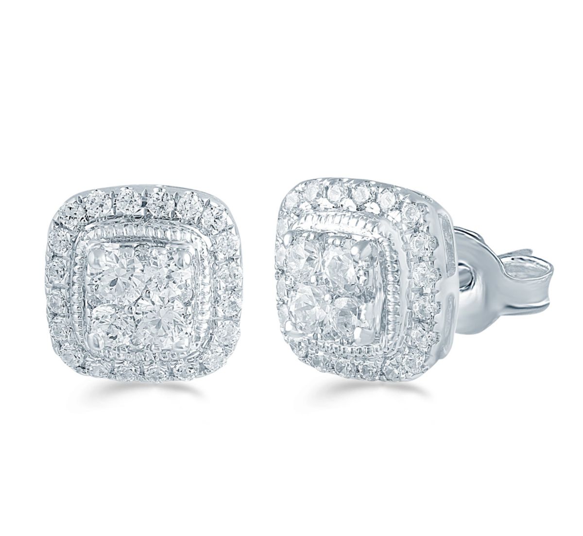 1/2Ctw Diamond Stud Earrings Set in 925 Sterling Silver