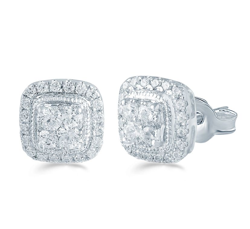 1/2Ctw Diamond Stud Earrings Set in 925 Sterling Silver
