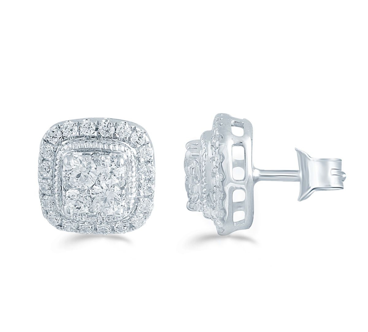 1/2Ctw Diamond Stud Earrings Set in 925 Sterling Silver