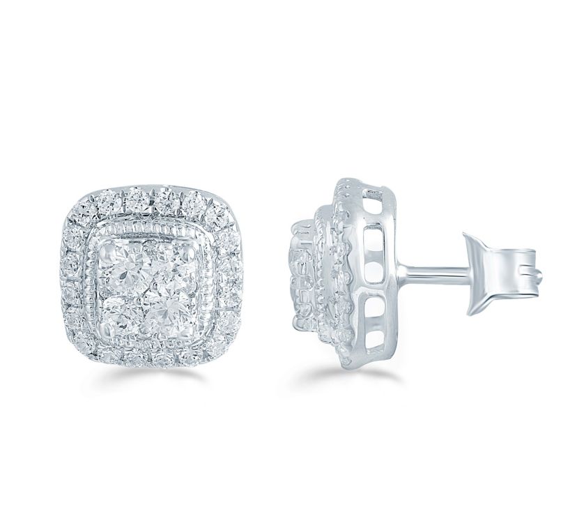 1/2Ctw Diamond Stud Earrings Set in 925 Sterling Silver