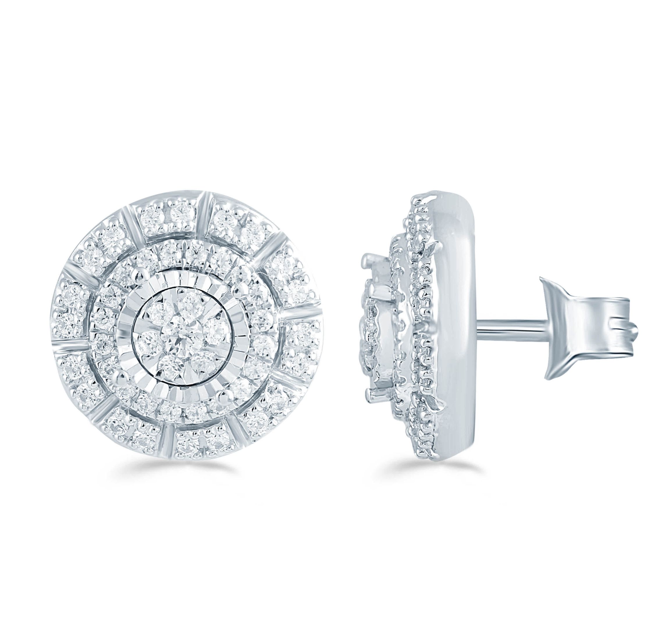 1/2 ct. t.w. Natural Diamond Cluster Earring set in 925 Sterling Silver