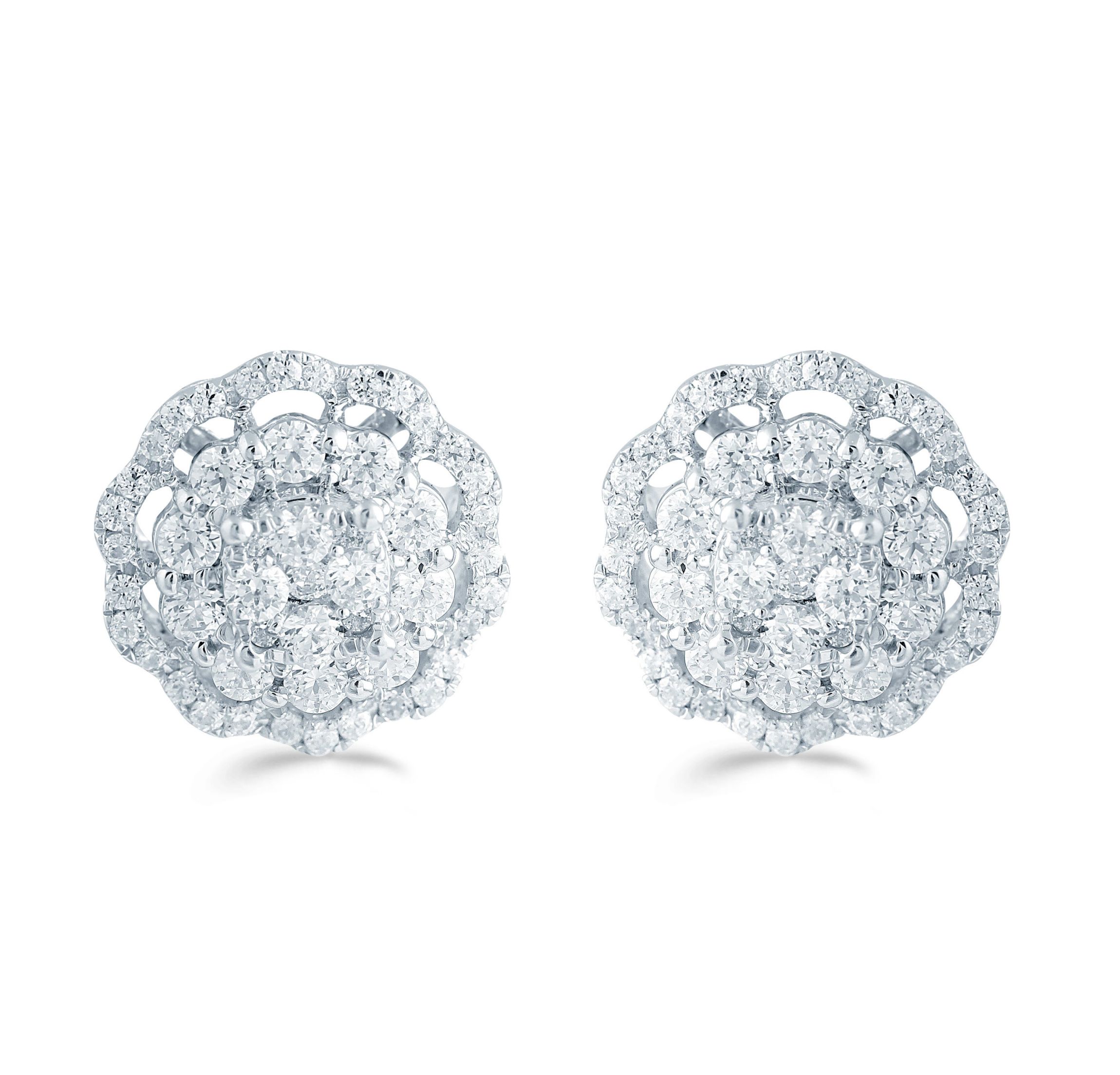 3/5Ctw Diamond Cluster Earring Set In 925 Sterling Silver
