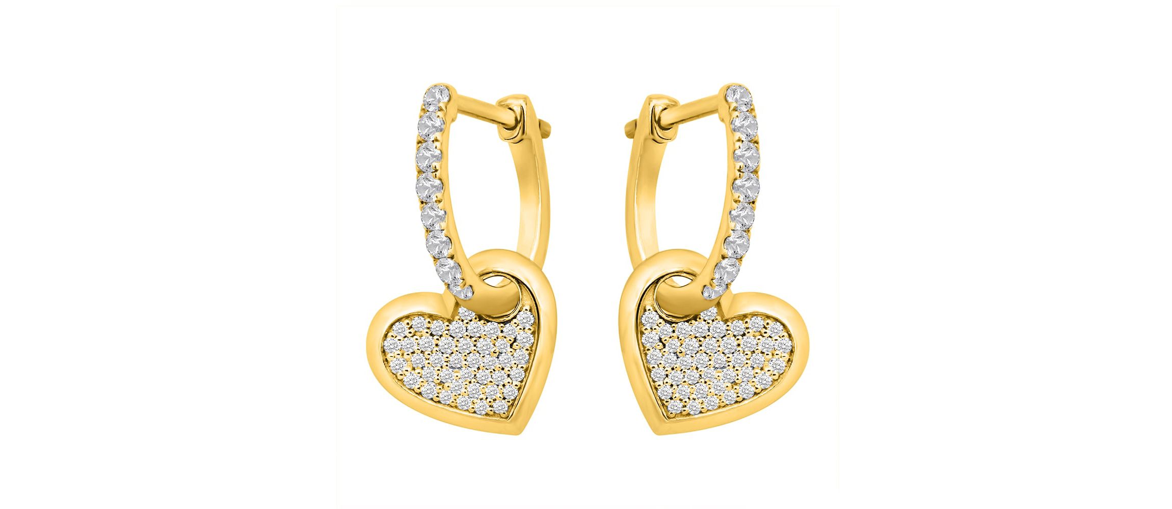 1/2Ctw Diamond Heart Drop Earrings in 14K Yellow Gold