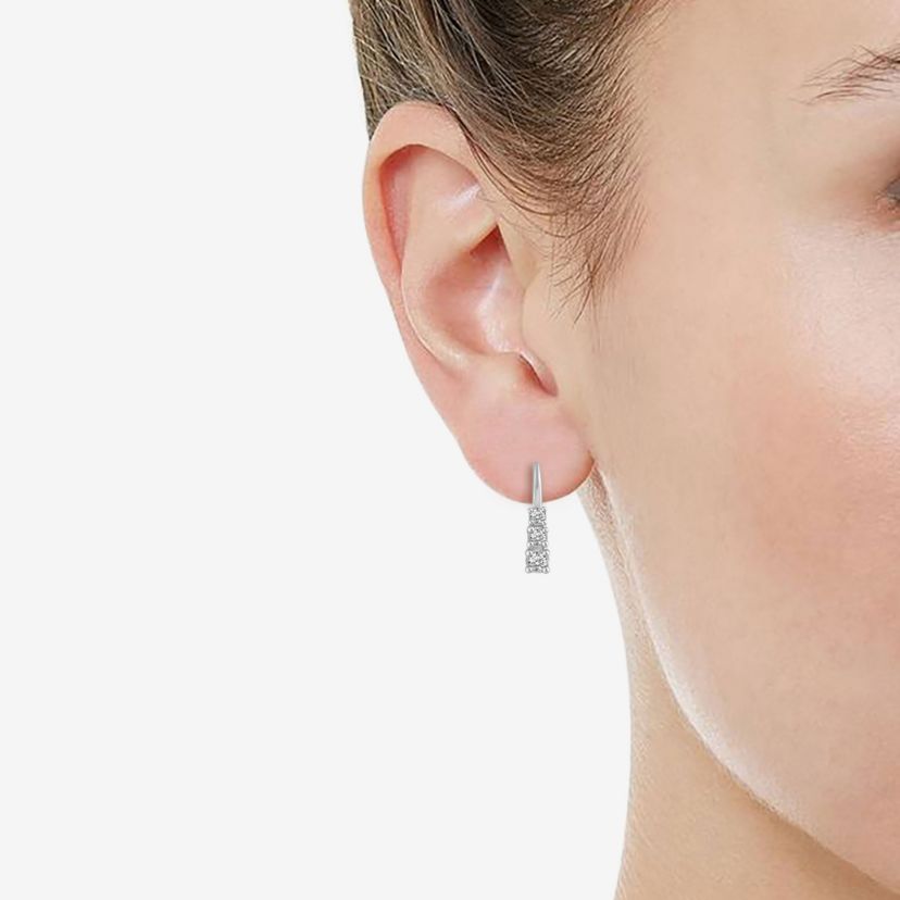 1/4 ct. t.w. Natural Diamond Hoop Earring set in 925 Sterling Silver