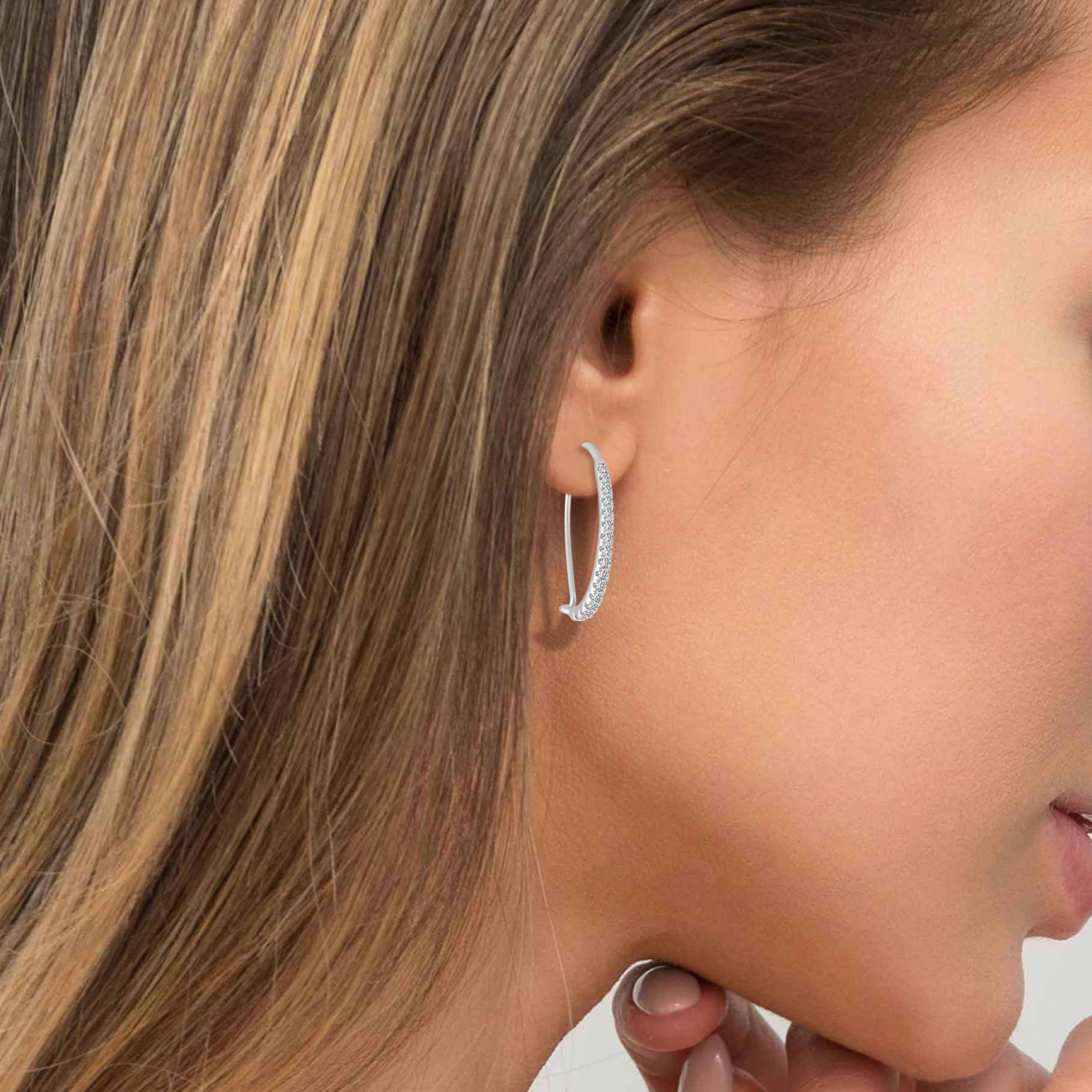 1/2 ct. t.w. Natural Diamond Hoop Earring set in 925 Sterling Silver