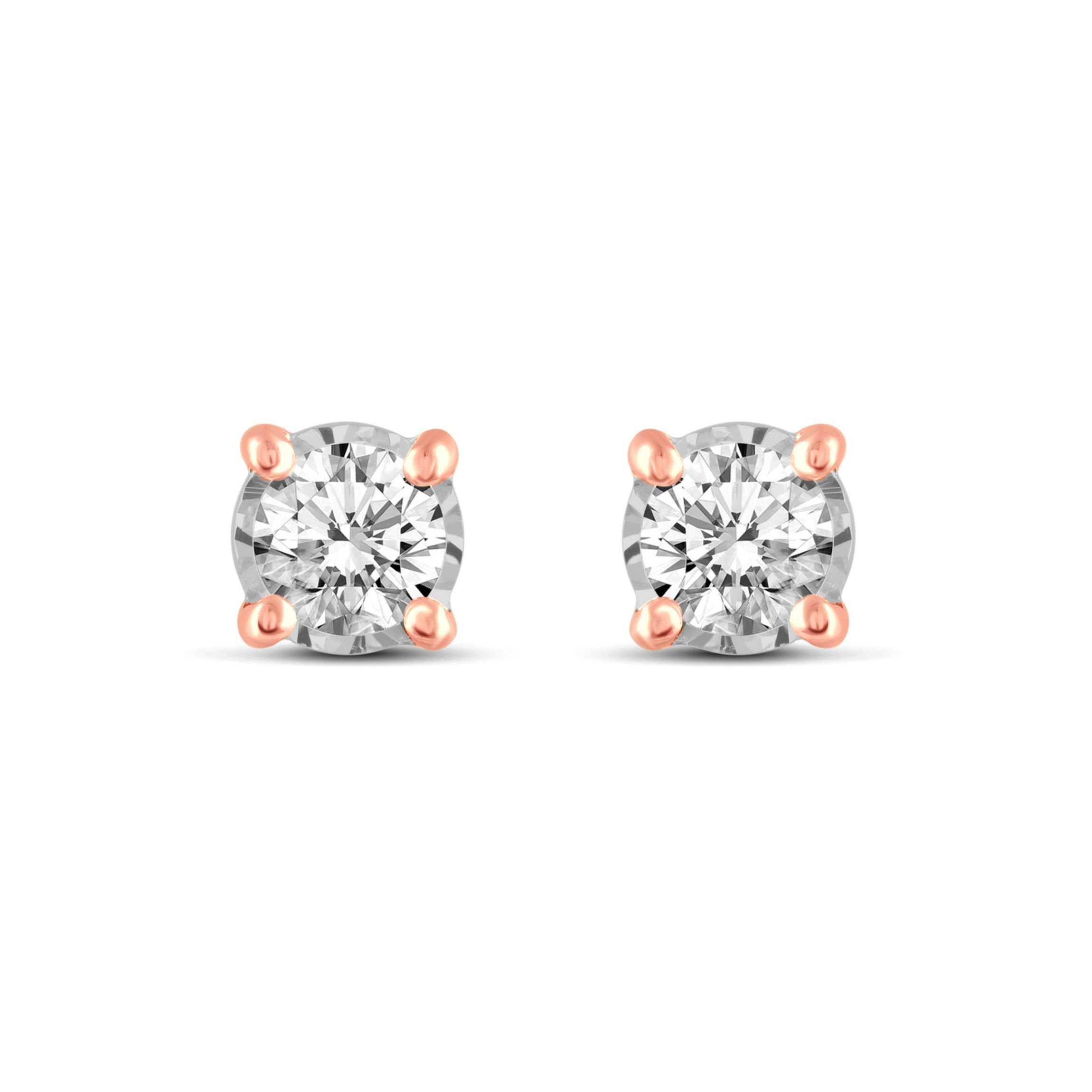 3/4Ctw Diamond Stud Earrings Set In 14K Rose Gold