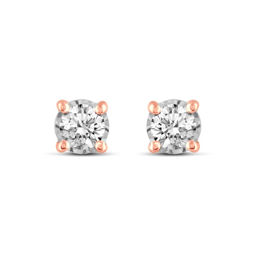 3/4Ctw Diamond Stud Earrings Set In 14K Rose Gold