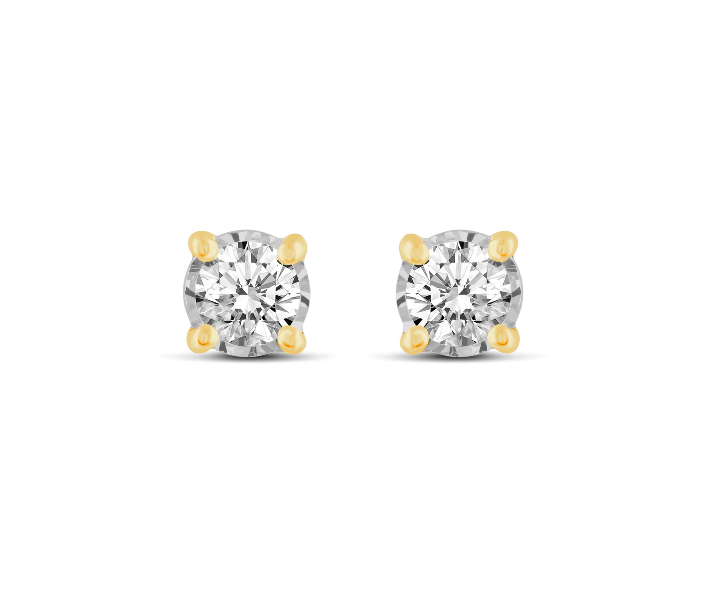 3/4Ctw Diamond Stud Earrings Set In 14K Yellow Gold