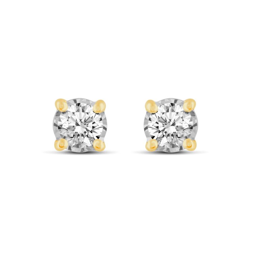 3/4Ctw Diamond Stud Earrings Set In 14K Yellow Gold