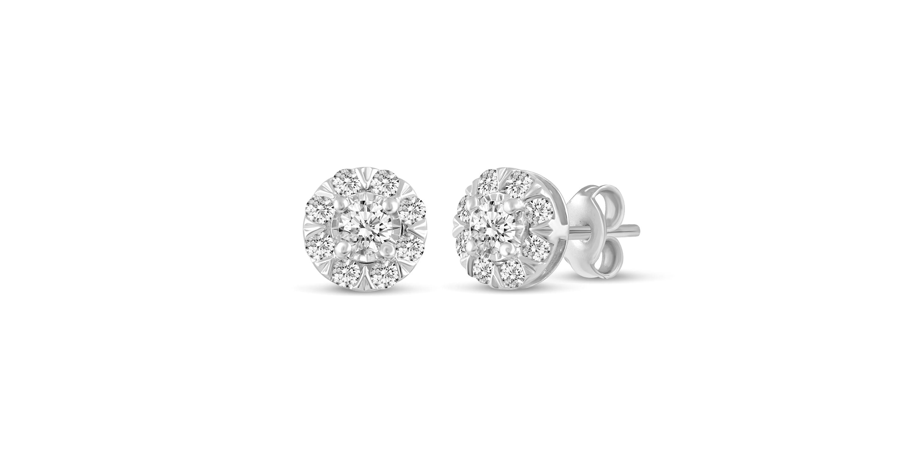1/2Ctw Diamond Stud Earrings Set in 925 Sterling Silver