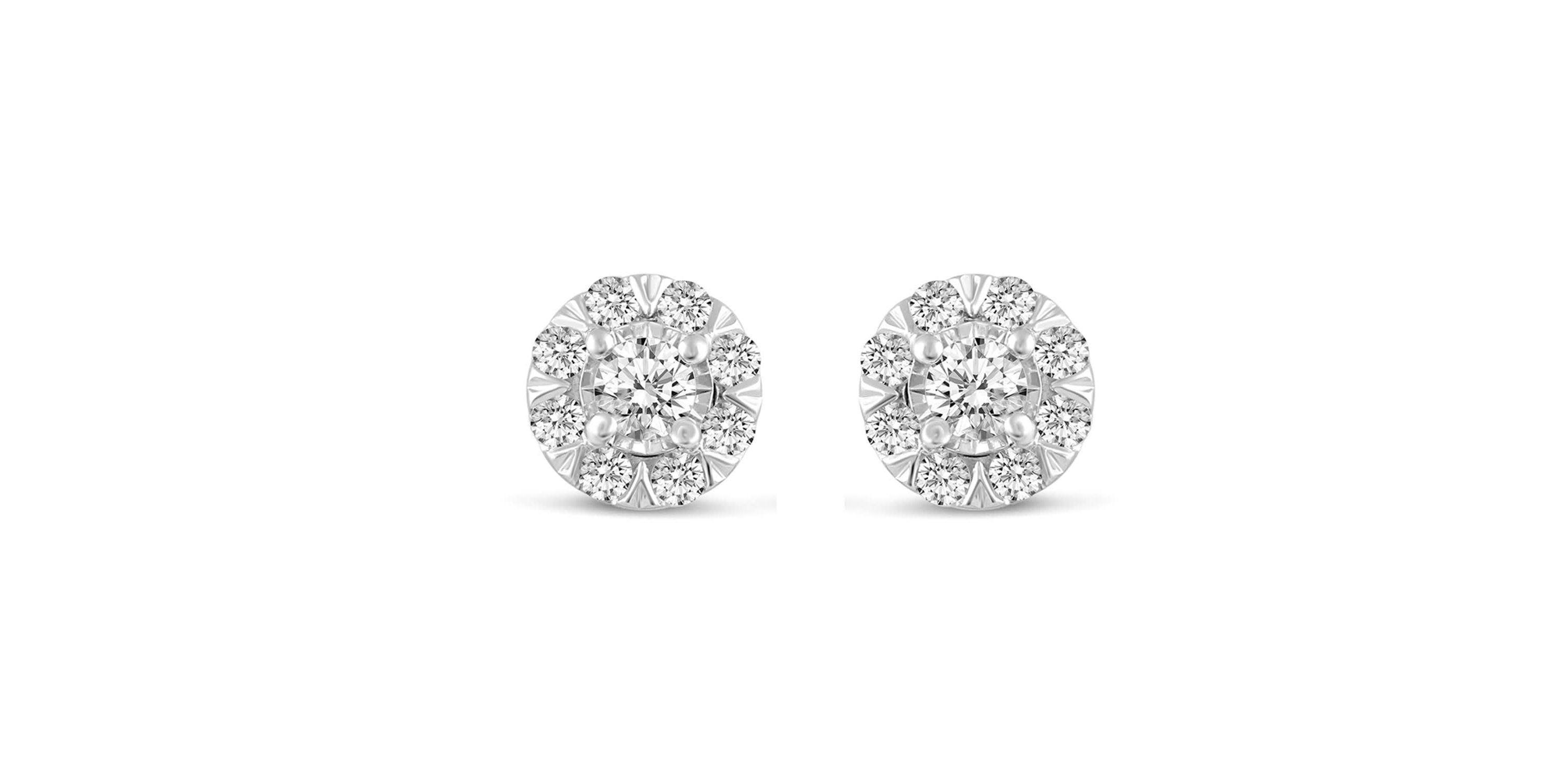 1/2Ctw Diamond Stud Earrings Set in 925 Sterling Silver