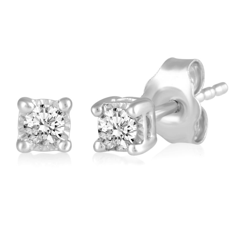 1/5Ctw Women Diamond Stud Earrings Set in 925 Sterling Silver