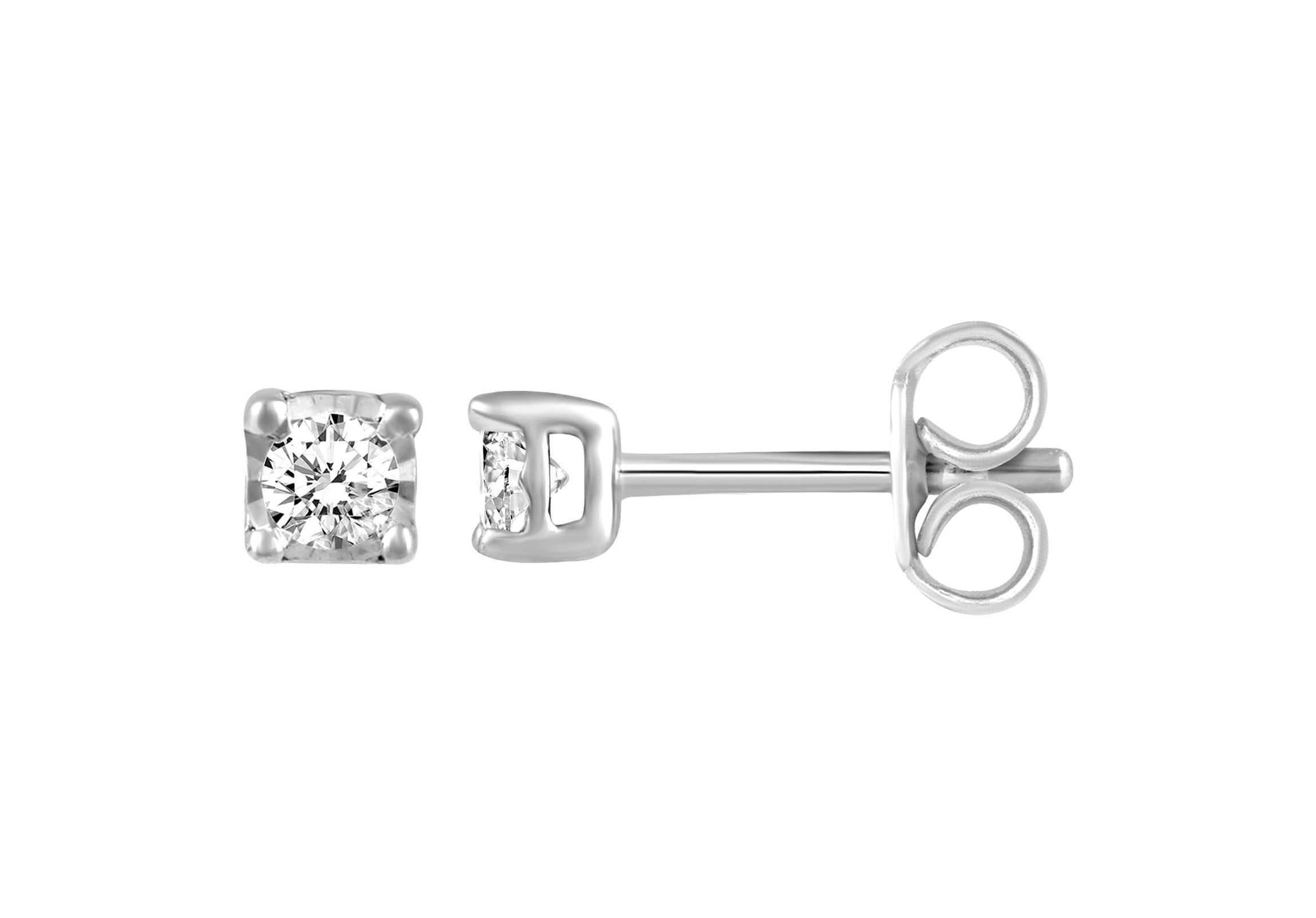 1/5Ctw Women Diamond Stud Earrings Set in 925 Sterling Silver
