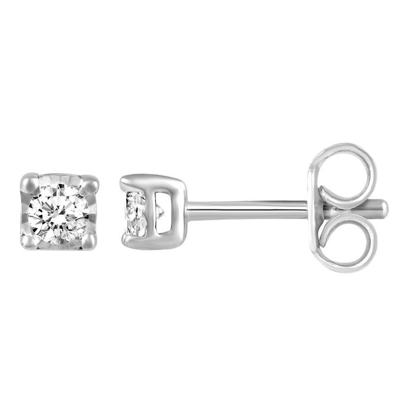 1/5Ctw Women Diamond Stud Earrings Set in 925 Sterling Silver