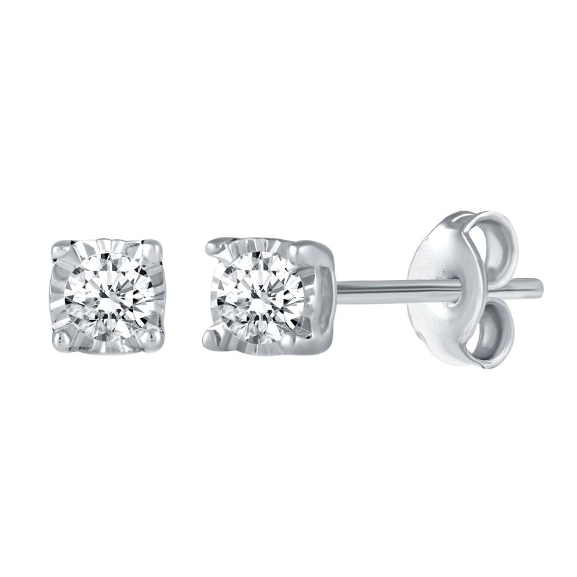 1/4Ctw Women Diamond Stud Earrings Set in 925 Sterling Silver