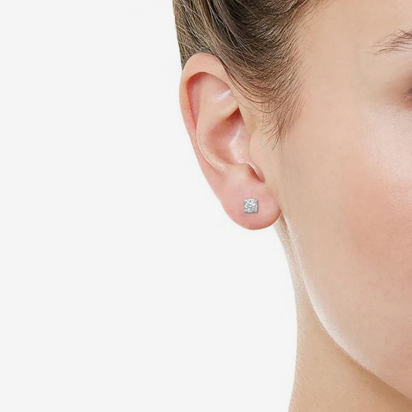 1/4Ctw Women Diamond Stud Earrings Set in 925 Sterling Silver