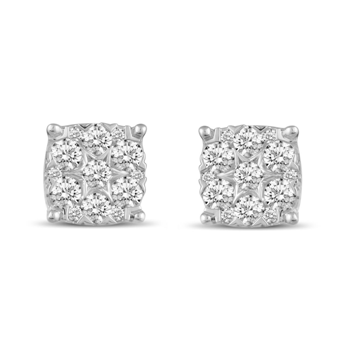 1.00Ct Cushion Diamond Women Stud Earrings Set in 925 Sterling Silver