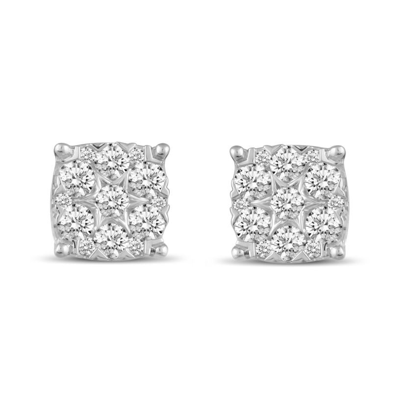 1.00Ct Cushion Diamond Women Stud Earrings Set in 925 Sterling Silver