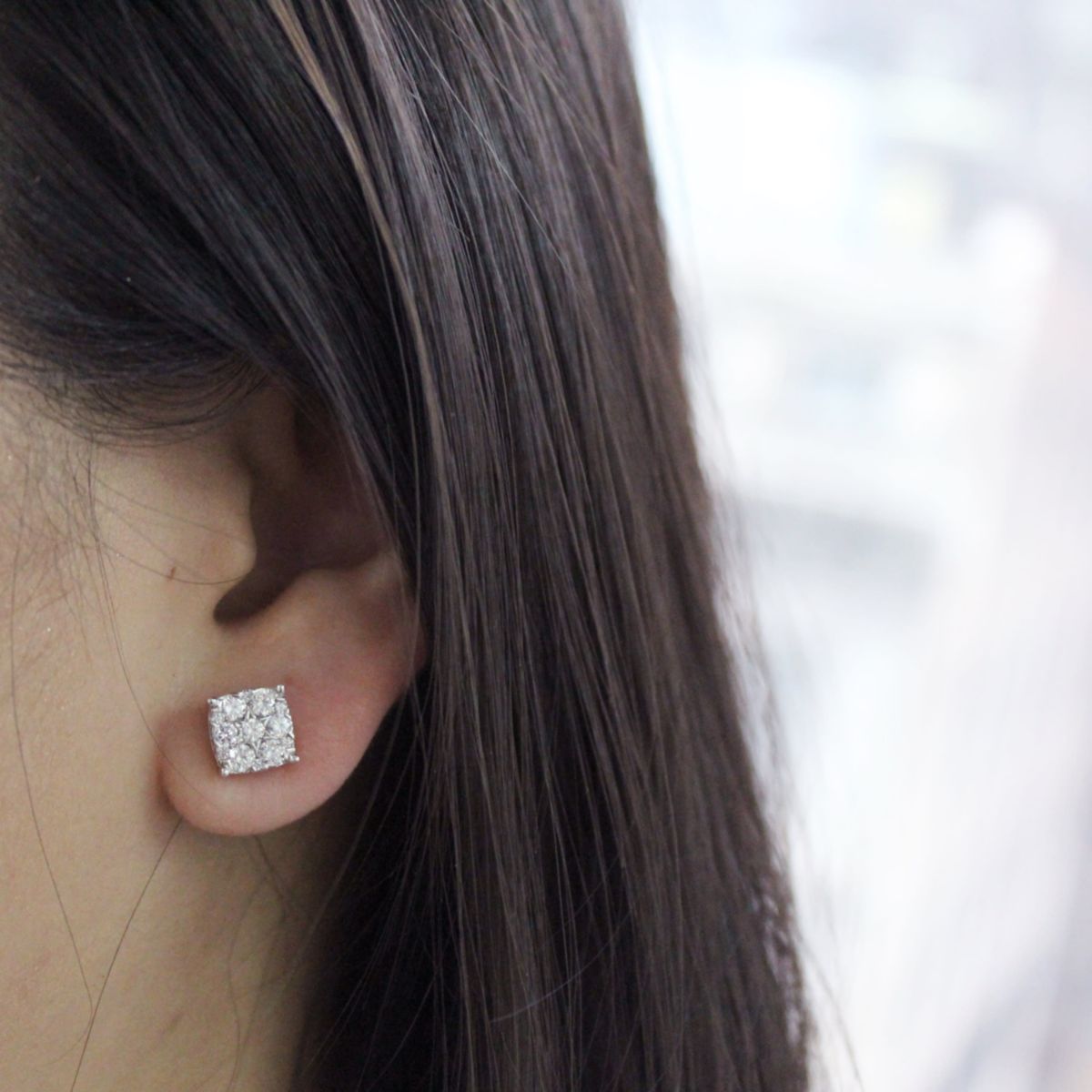 1.00Ct Cushion Diamond Women Stud Earrings Set in 925 Sterling Silver