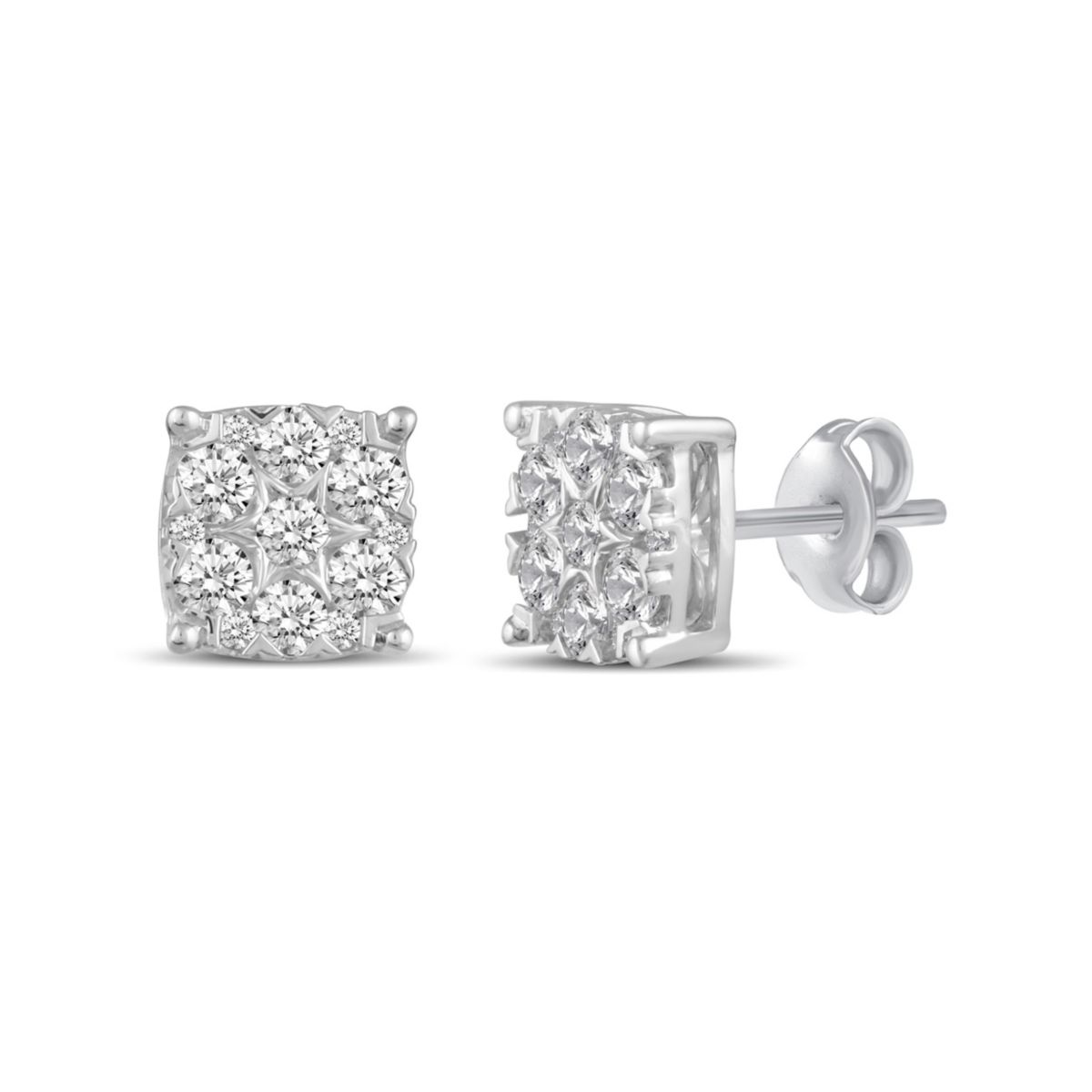 1.00Ct Cushion Diamond Women Stud Earrings Set in 925 Sterling Silver