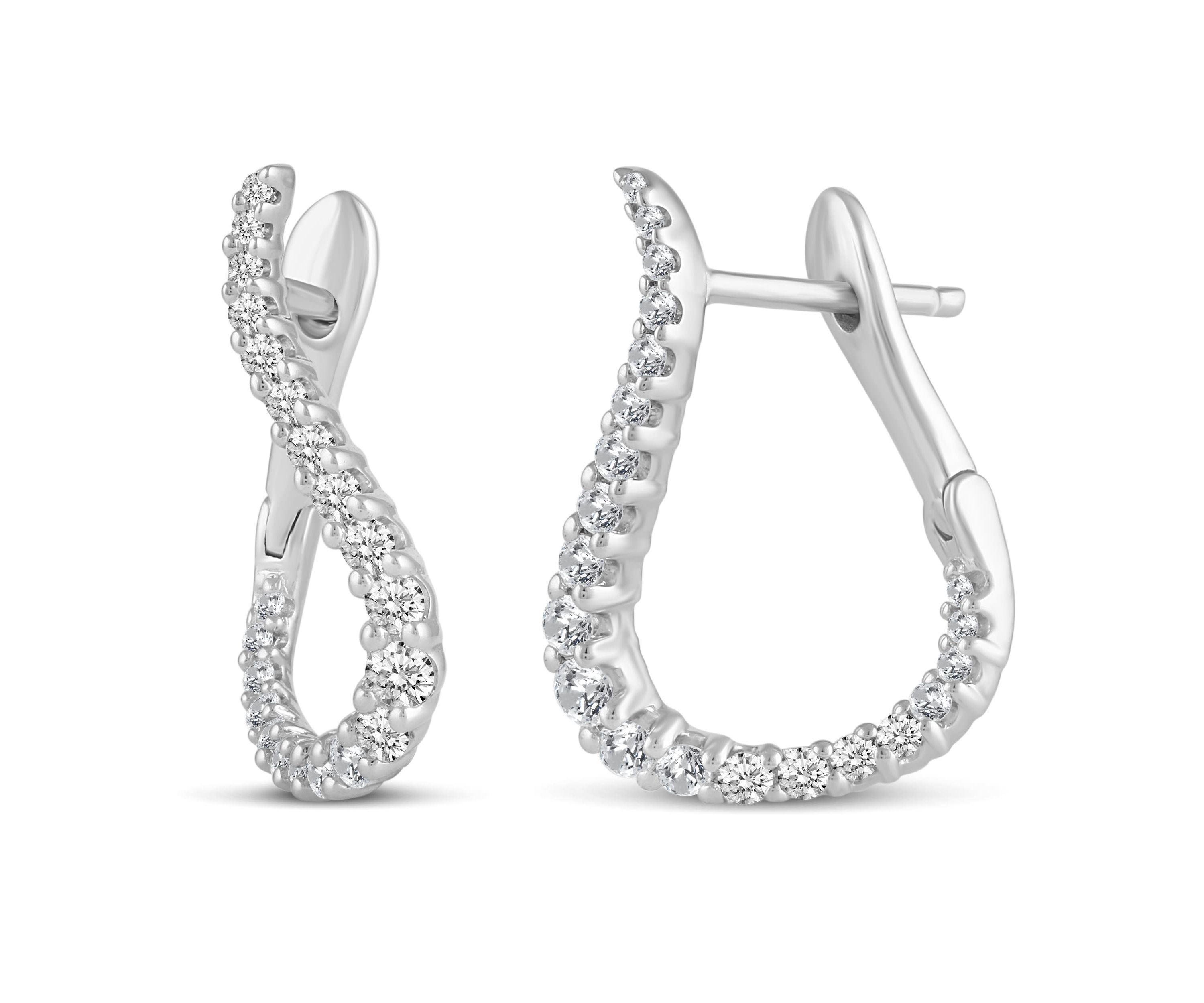 3/8Ctw Diamond Figure Eight Front/Back Earrings in 14K White Gold