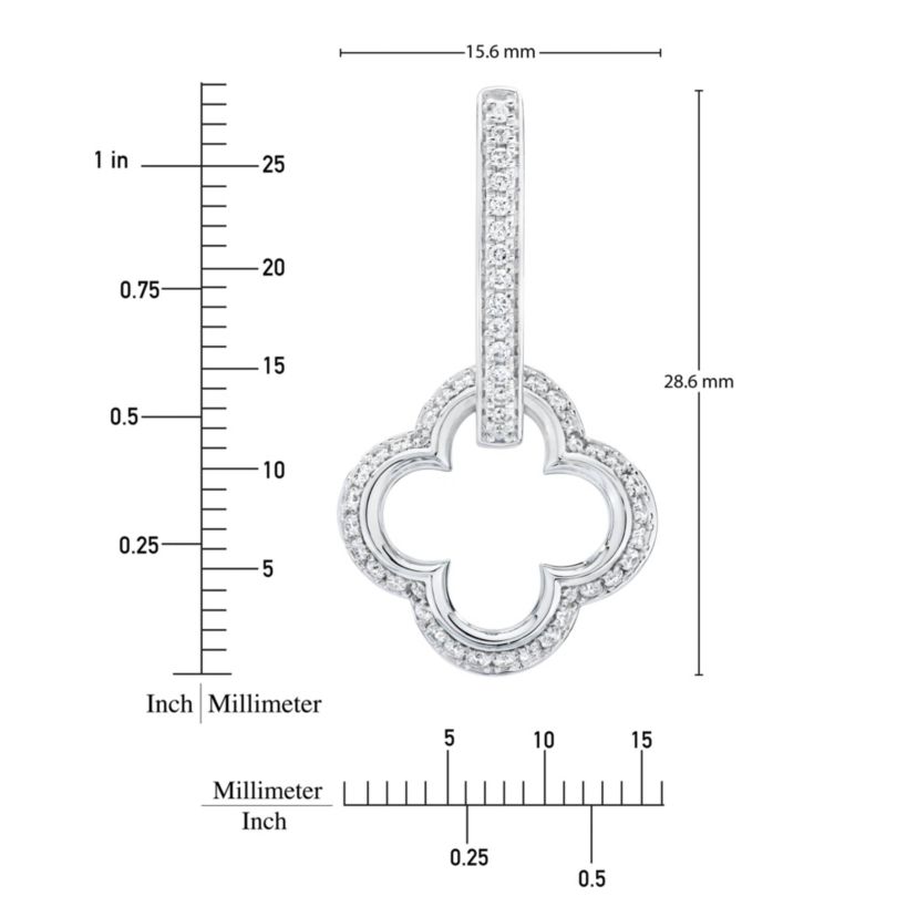 1/2Ctw Diamond Clover Huggie Earrings set in 14K White Gold