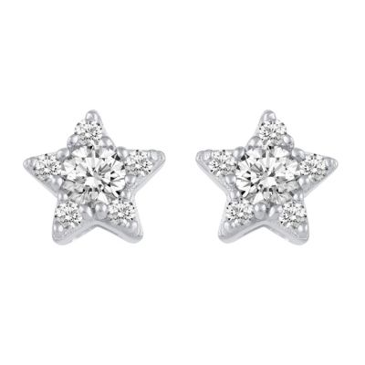 Royal Aura 1/4 Ctw Natural Diamond Stud Earrings set in 925 Sterling Silver (STAR)