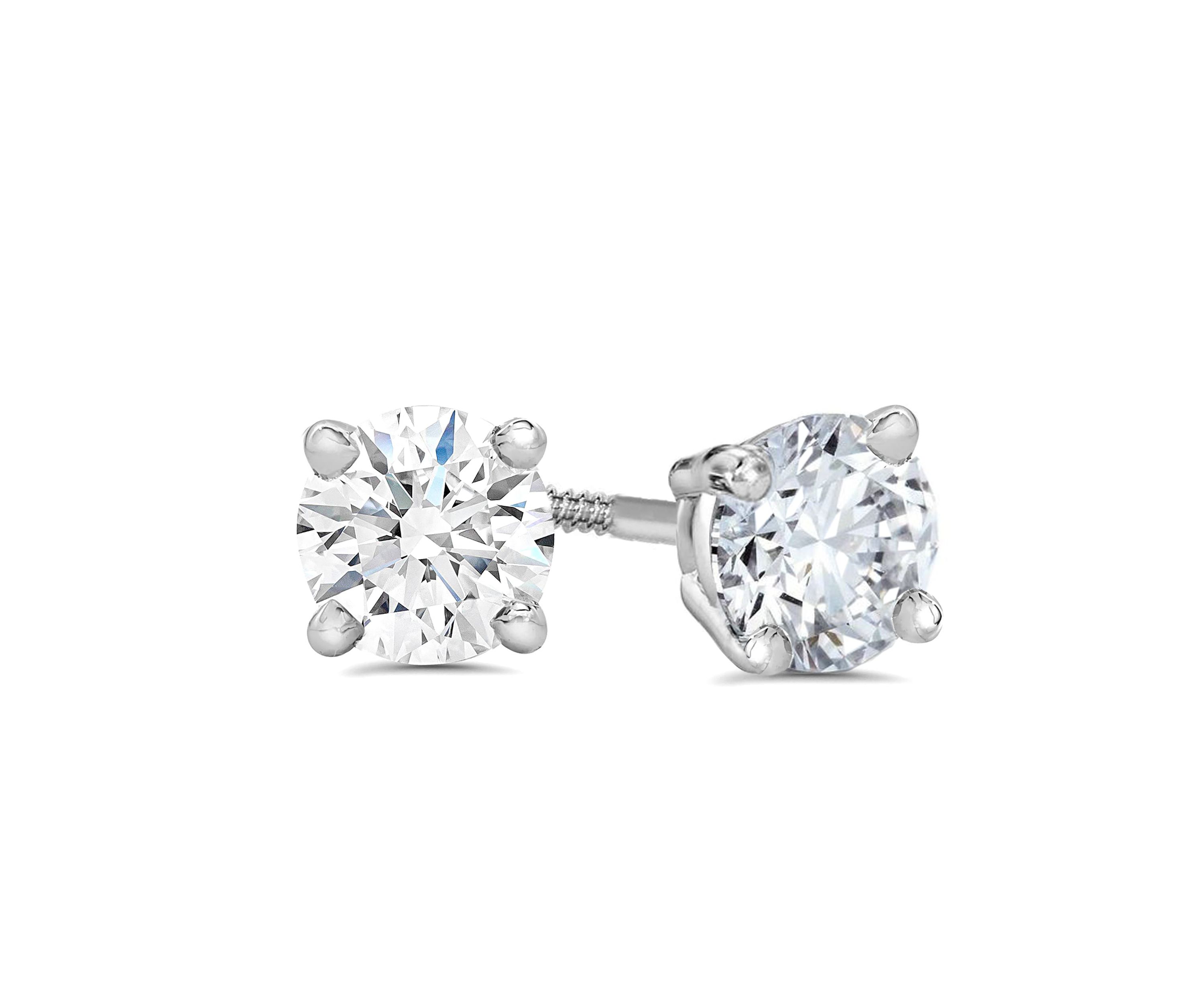 1/3Ctw Natural Diamond Stud Earrings Set in 14K White Gold with Screw
